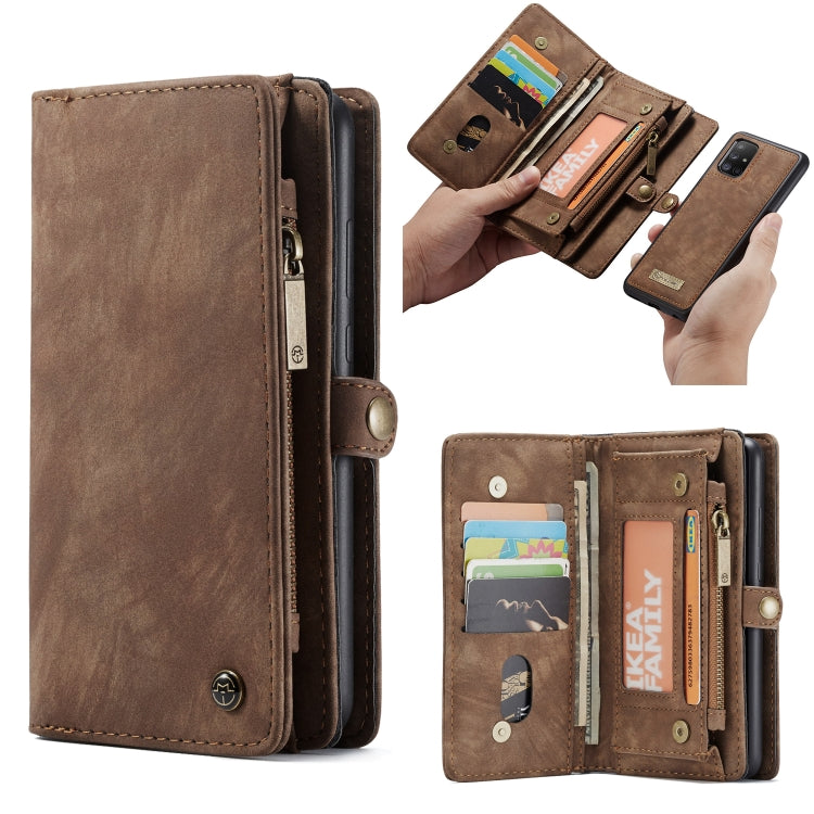 For Galaxy A71 CaseMe Detachable Multifunctional Horizontal Flip Leather Case, with Card Slot & Holder & Zipper Wallet & Photo Frame(Brown) by CaseMe