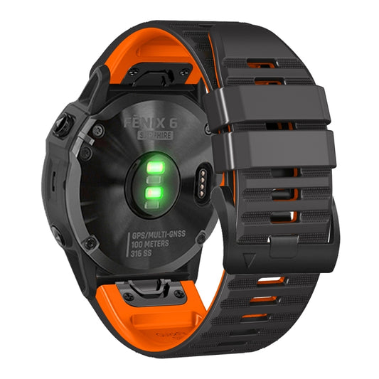 For Garmin Fenix 7 / 6 / 5 22mm Two-Color Silicone Watch Band(Black Orange) by buy2fix