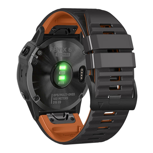 For Garmin Fenix 7 / 6 / 5 22mm Two-Color Silicone Watch Band(Black Brown) by buy2fix