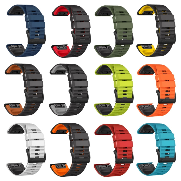 For Garmin Fenix 7 / 6 / 5 22mm Two-Color Silicone Watch Band(Army Green + Black) by buy2fix