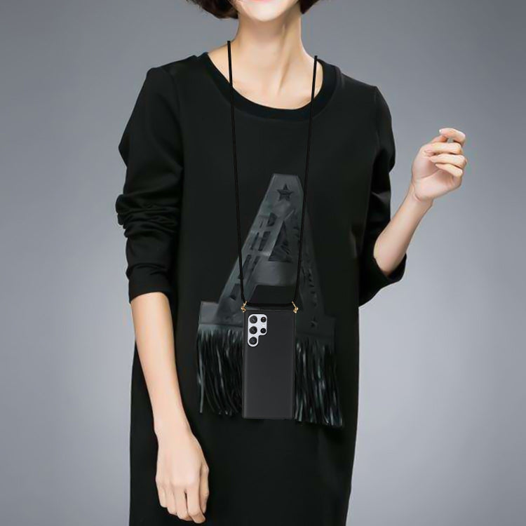 For Samsung Galaxy S23 Ultra 5G Wheat Straw Material + TPU Protective Case with Lanyard(Black) by buy2fix