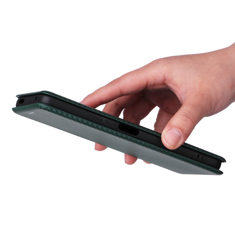 For TCL 40SE Carbon Fiber Texture Flip Leather Phone Case(Green) by buy2fix