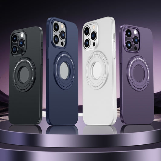 For iPhone 13 Pro Matte Magsafe Magnetic Phone Case with Trolley Holder(Black) by buy2fix