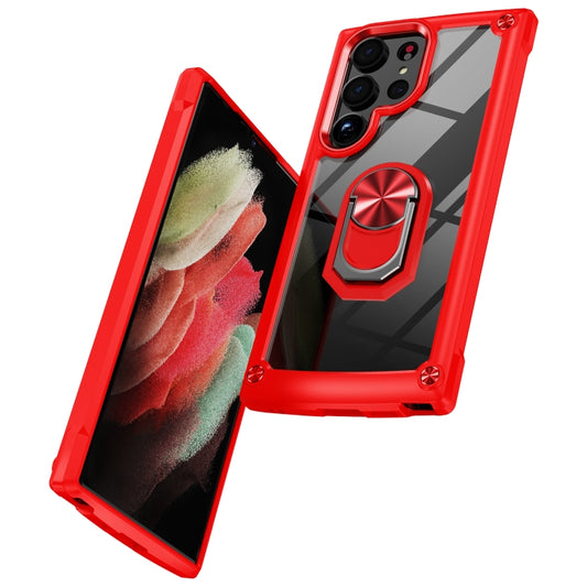 For Samsung Galaxy S23 Ultra 5G TPU + PC Lens Protection Phone Case with Ring Holder(Red) by buy2fix