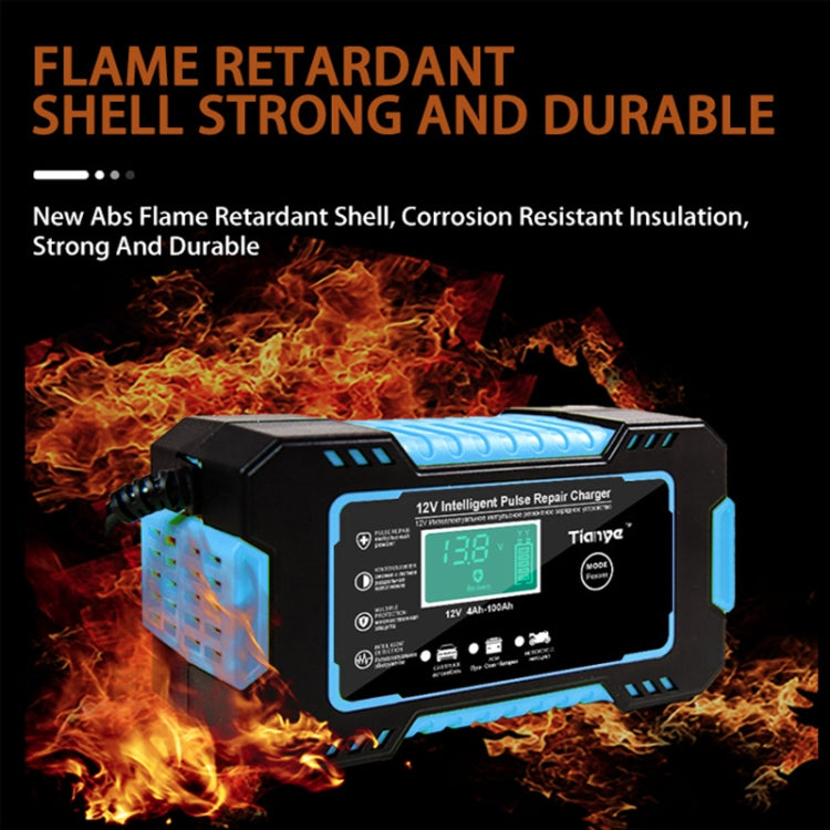 Motorcycle / Car Battery Smart Charger with LCD Creen, Plug Type:EU Plug(Blue) by buy2fix