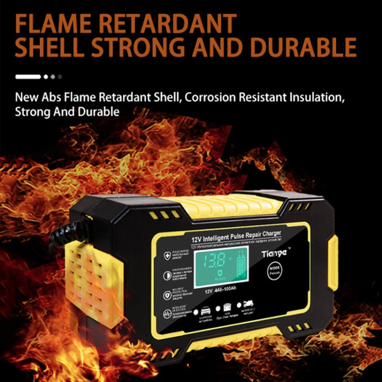 Motorcycle / Car Battery Smart Charger with LCD Creen, Plug Type:US Plug(Yellow) by buy2fix