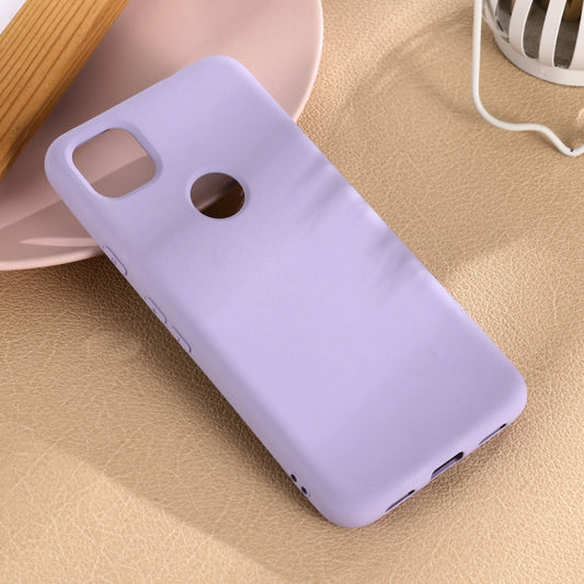 For Google Pixel 4a Pure Color Liquid Silicone Shockproof Full Coverage Case(Purple) by buy2fix
