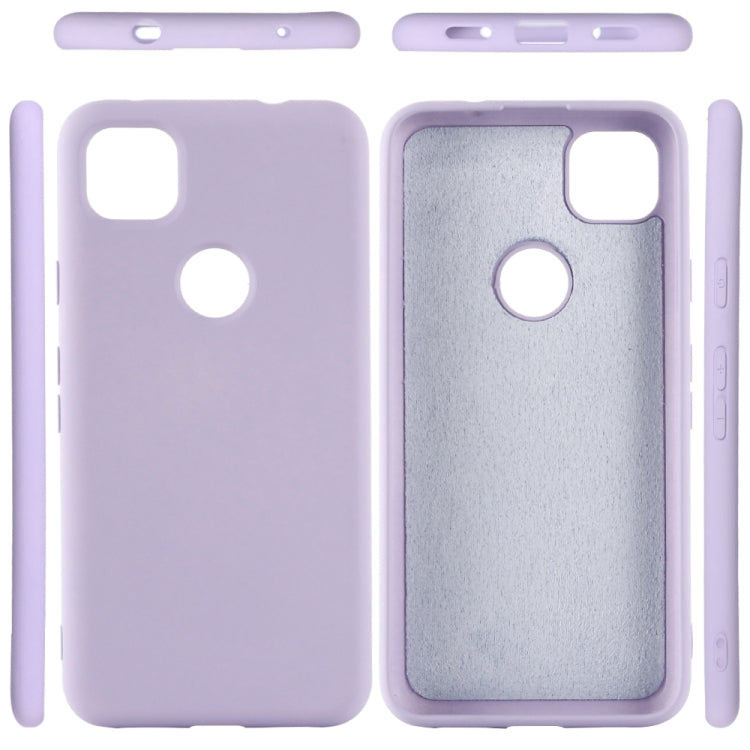 For Google Pixel 4a Pure Color Liquid Silicone Shockproof Full Coverage Case(Purple) by buy2fix