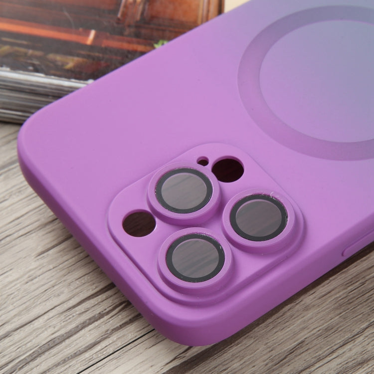 For iPhone 14 Pro Liquid TPU Silicone Gradient MagSafe Phone Case(Purple) by buy2fix
