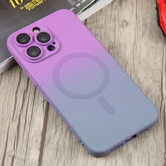 For iPhone 12 Pro Max Liquid TPU Silicone Gradient MagSafe Phone Case(Purple) by buy2fix