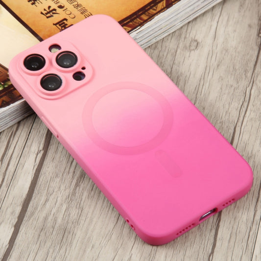 For iPhone 11 Liquid TPU Silicone Gradient MagSafe Phone Case(Pink Red) by buy2fix