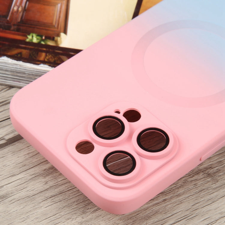 For iPhone 11 Liquid TPU Silicone Gradient MagSafe Phone Case(Pink Blue) by buy2fix