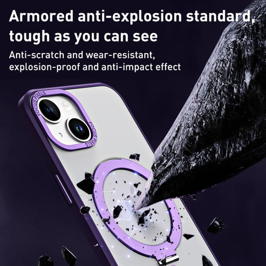 For iPhone 13 Skin Feel MagSafe Shockproof Phone Case with Holder(White) by buy2fix