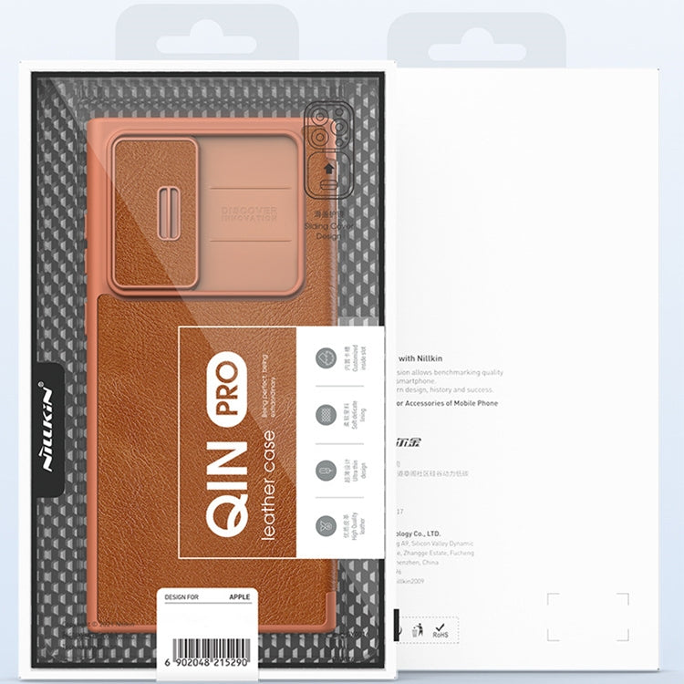 For Samsung Galaxy S23+ 5G NILLKIN QIN Series Pro Sliding Camera Cover Design Leather Phone Case(Black) by NILLKIN