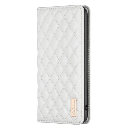 For Xiaomi Redmi 12C Diamond Lattice Magnetic Leather Flip Phone Case(White) by buy2fix