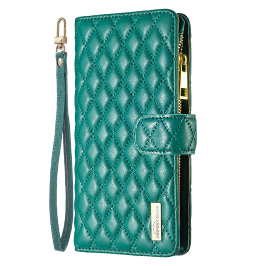 For Xiaomi Redmi 12C Diamond Lattice Zipper Wallet Leather Flip Phone Case(Green) by buy2fix