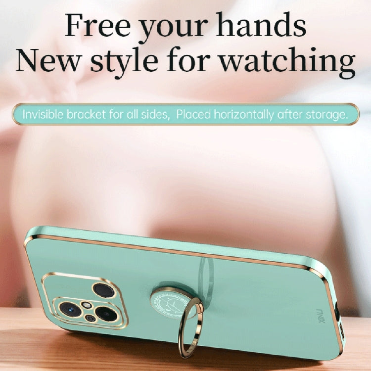 For Xiaomi Redmi 12C 4G XINLI Straight Edge 6D Electroplate TPU Phone Case with Ring Holder(Cherry Purple) by XINLI