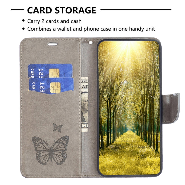 For Xiaomi Redmi Note 12 Pro 5G Global Embossing Two Butterflies Pattern Leather Phone Case(Grey) by buy2fix
