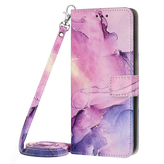 For Xiaomi 13 Crossbody Painted Marble Pattern Leather Phone Case(Purple) by buy2fix