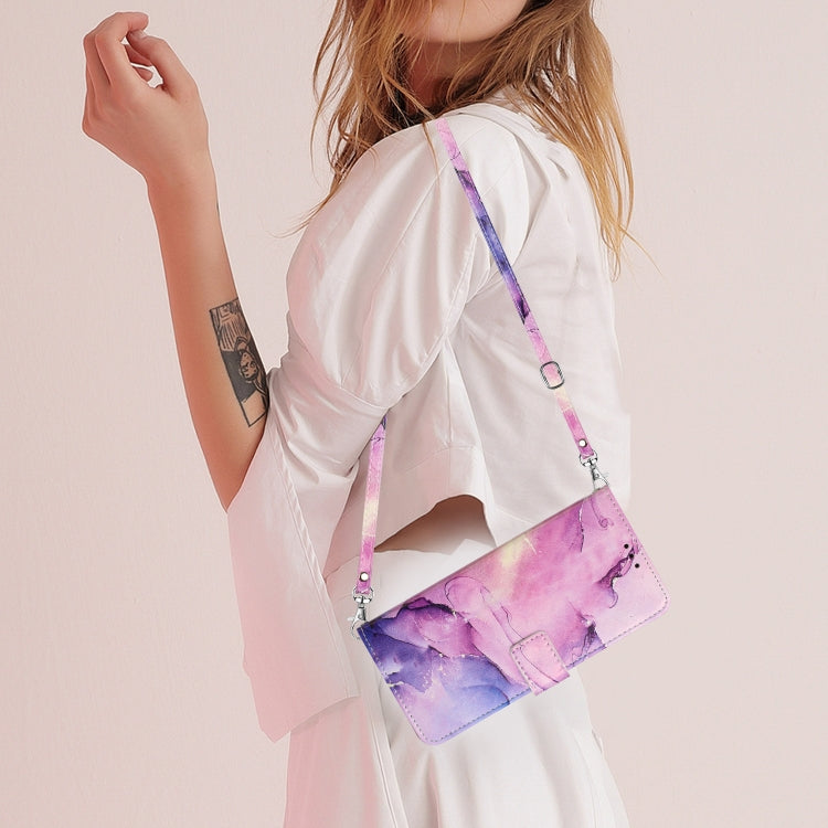 For Xiaomi 13 Crossbody Painted Marble Pattern Leather Phone Case(Purple) by buy2fix