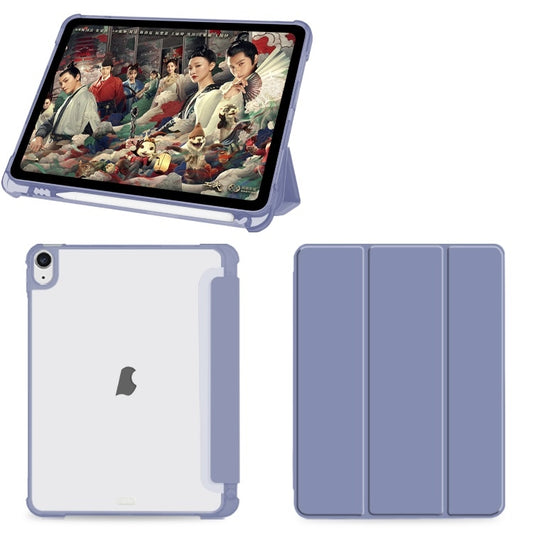 For iPad Air 2020 / 2022 10.9 3-fold Shockproof Smart Leather Tablet Case(Lavender Purple) by buy2fix