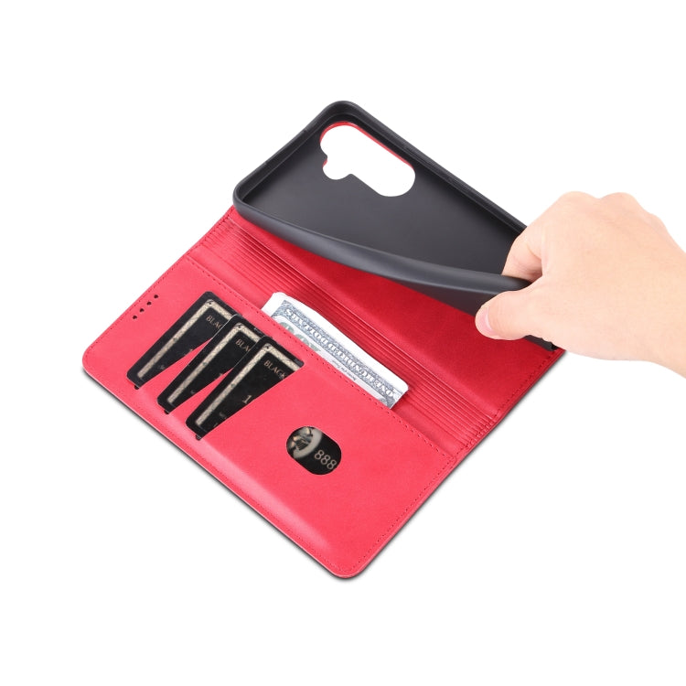 For Samsung Galaxy A54 5G AZNS Magnetic Calf Texture Flip Leather Phone Case(Red) by AZNS