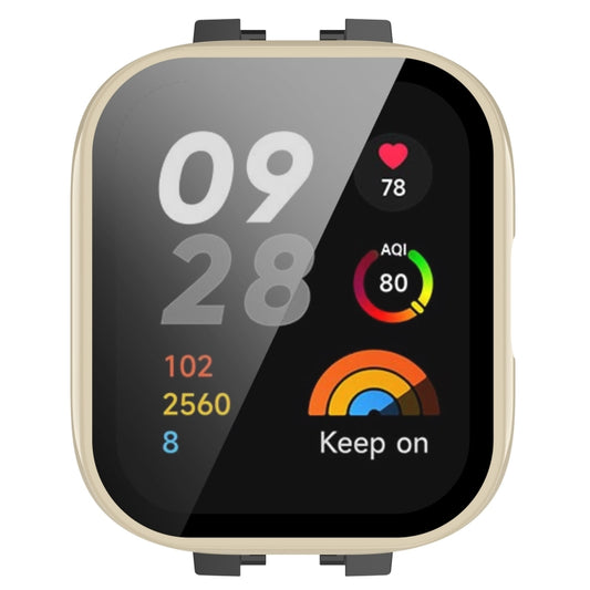 For Xiaomi Redmi Watch 3 PC + Tempered Film Integrated Watch Protective Case(Ivory White) by buy2fix