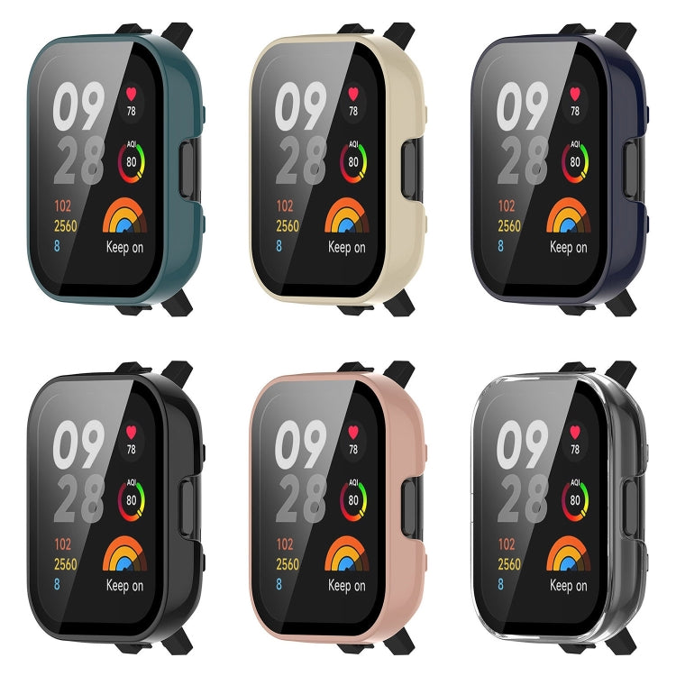 For Xiaomi Redmi Watch 3 PC + Tempered Film Integrated Watch Protective Case(Ivory White) by buy2fix