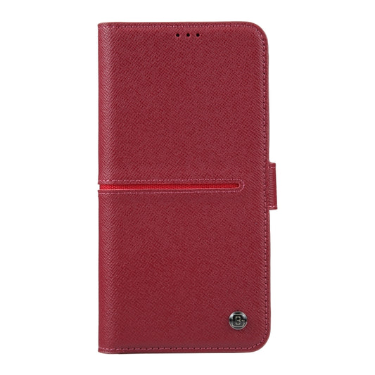 For iPhone 14 Pro Max GEBEI Top-grain Horizontal Flip Leather Phone Case(Wine Red) by GEBEI