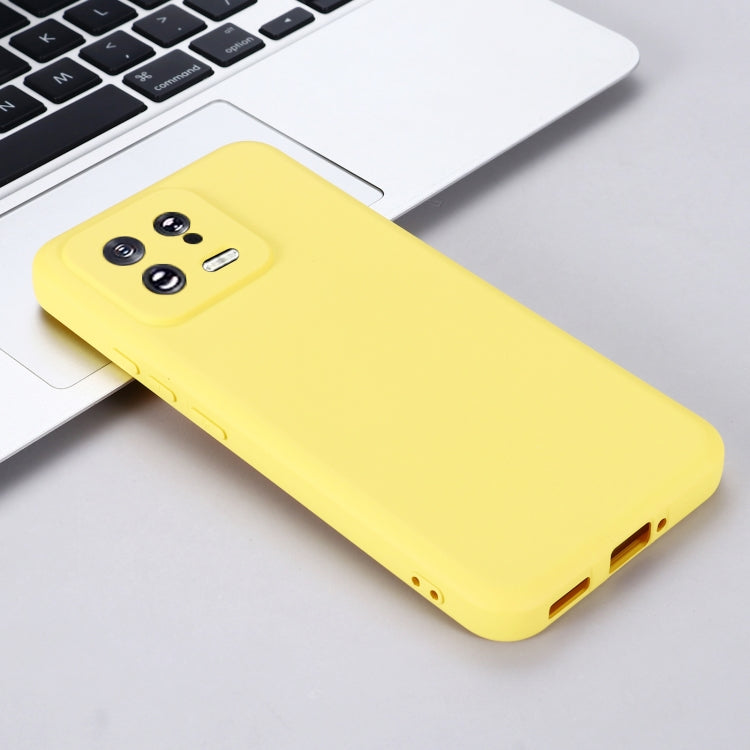 For Xiaomi 13 Pure Color Liquid Silicone Shockproof Phone Case(Yellow) by buy2fix