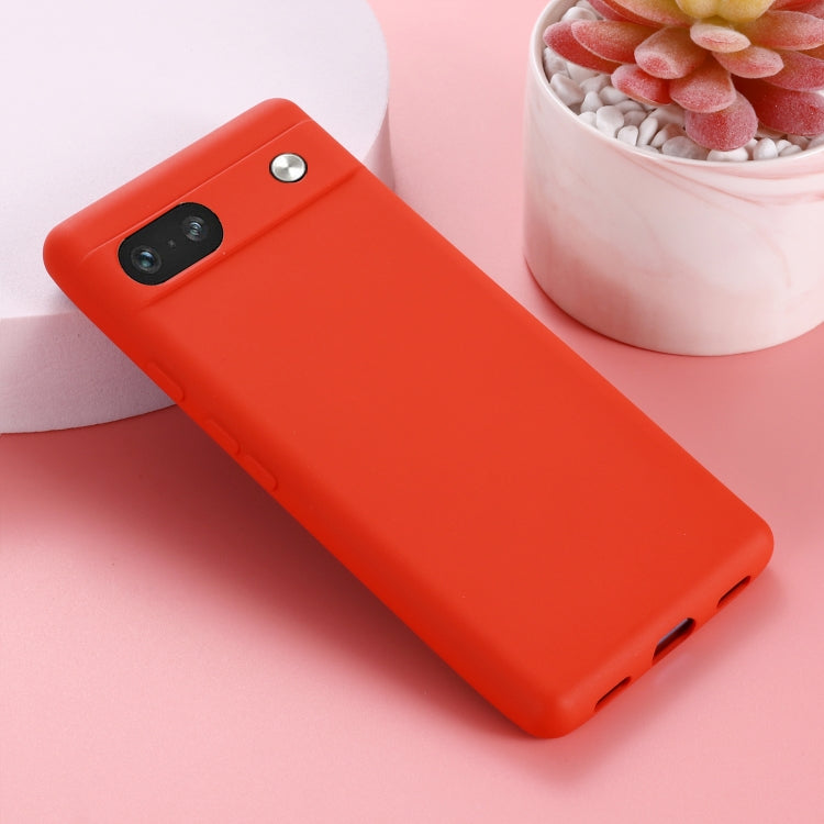 For Google Pixel 7a Pure Color Liquid Silicone Shockproof Phone Case(Red) by buy2fix