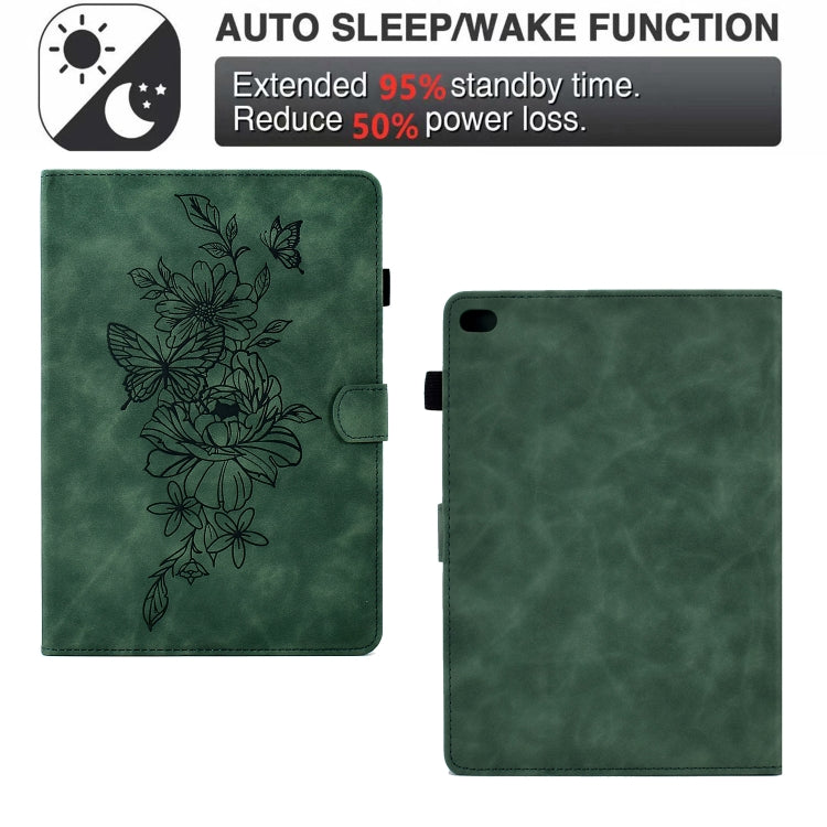 Peony Butterfly Embossed Leather Smart Tablet Case For iPad Air / Air 2 / 9.7 2017 / 9.7 2018(Green) by buy2fix