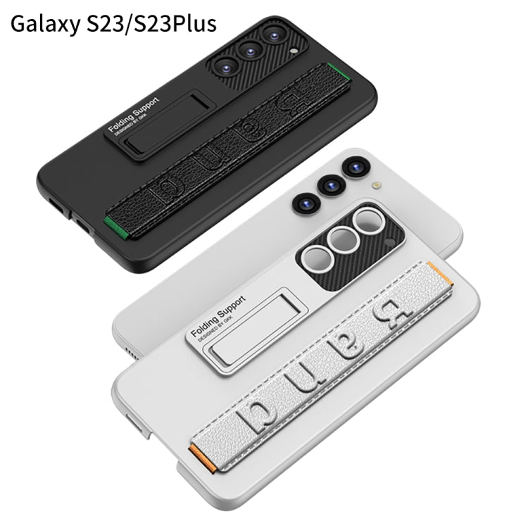 For Samsung Galaxy S23 5G GKK Ultra-thin Wristband Shockproof Phone Case with Holder(Black) by GKK