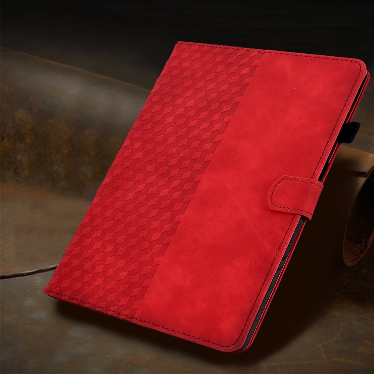 For iPad 2025 / 2022 Rhombus Embossed Leather Smart Tablet Case(Red) by buy2fix