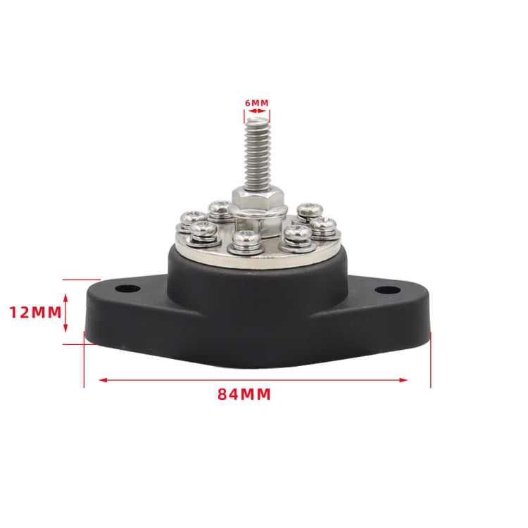 1/4 inch M6 RV Yacht 8-way Terminal Stud with 2 M5x20 Screws + 16pcs Terminals(Black) by buy2fix