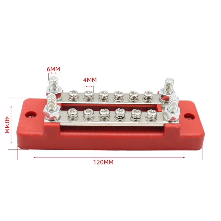 CP-3109-01 150A 12-48V RV Yacht Double-row 6-way Busbar(Red) by buy2fix