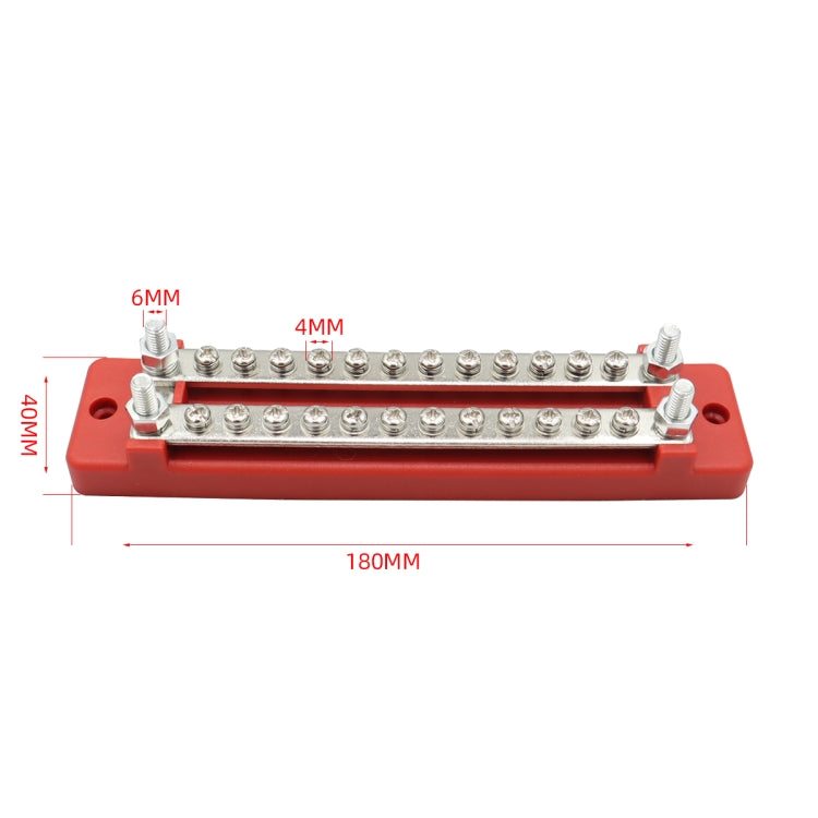 CP-3109-02 150A 12-48V RV Yacht Double-row 12-way Busbar(Red) by buy2fix