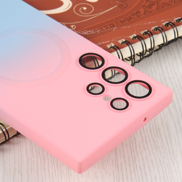 For Samsung Galaxy S23 Ultra 5G Liquid TPU Silicone Gradient MagSafe Phone Case(Pink Blue) by buy2fix