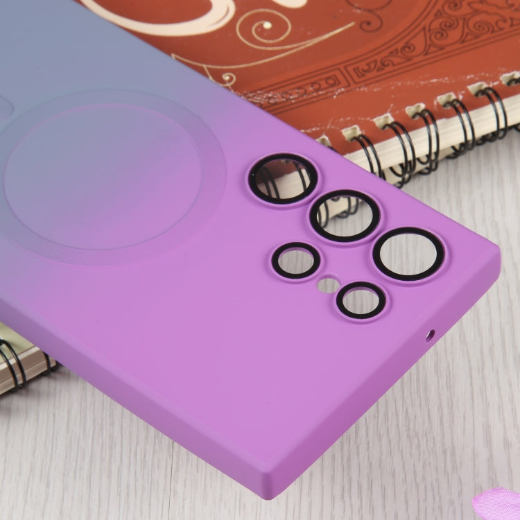 For Samsung Galaxy S22 Ultra 5G Liquid TPU Silicone Gradient MagSafe Phone Case(Purple Grey) by buy2fix