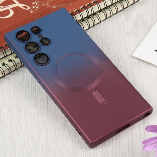 For Samsung Galaxy S22 Ultra 5G Liquid TPU Silicone Gradient MagSafe Phone Case(Blue Purple) by buy2fix