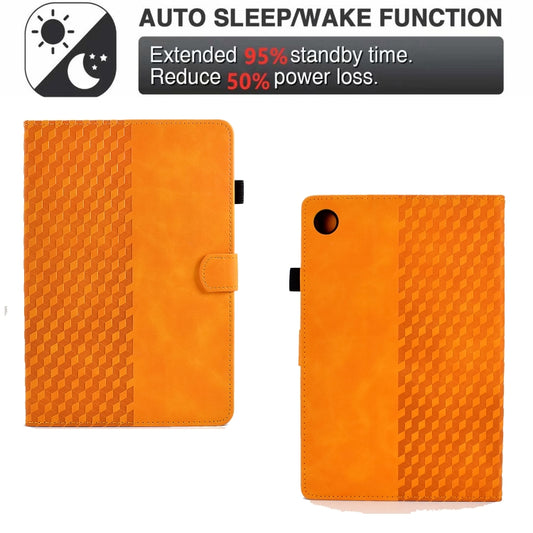 For Lenovo Tab M10 / M10 Plus FHD X606F Rhombus Embossed Leather Smart Tablet Case(Khaki) by buy2fix