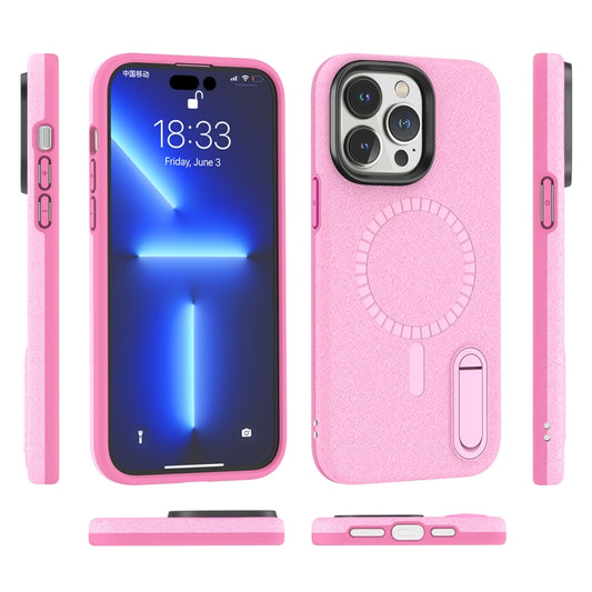 For iPhone 14 Pro Max Terminator MagSafe Magnetic Holder Phone Case(Pink) by buy2fix