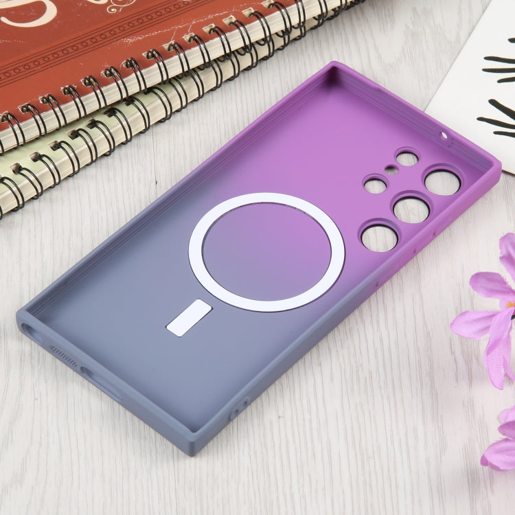 For Samsung Galaxy S22 5G Liquid TPU Silicone Gradient MagSafe Phone Case(Purple Grey) by buy2fix