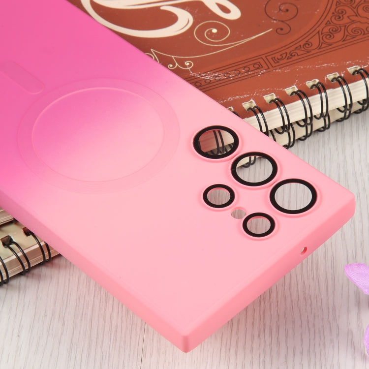 For Samsung Galaxy S22+ 5G Liquid TPU Silicone Gradient MagSafe Phone Case(Pink Red) by buy2fix