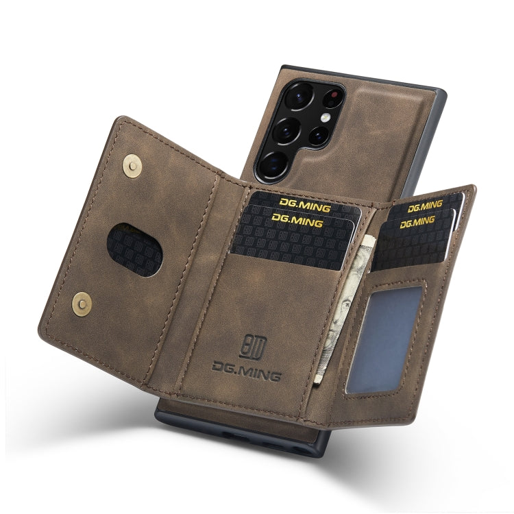 For Samsung Galaxy S23 Ultra 5G DG.MING M2 Series 3-Fold Multi Card Bag + Phone Case(Coffee) by DG.MING