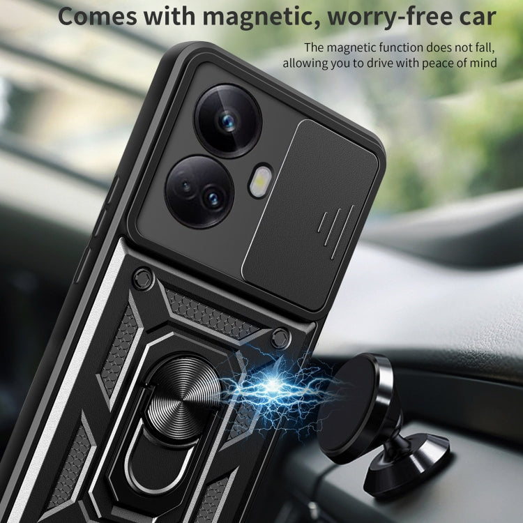 For Realme 10 Pro+ 5G Sliding Camera Cover Design Phone Case(Gold) by buy2fix