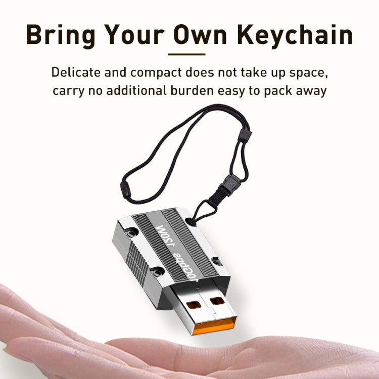 120W Type-C Female to USB 3.0 Male Zinc Alloy Straight Adapter(Silver) by buy2fix