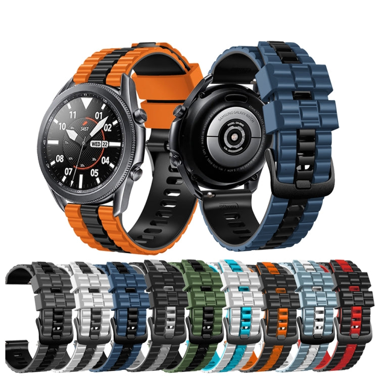 22mm Universal Ocean Style Silicone Two Color Watch Band(Orange Black) by buy2fix