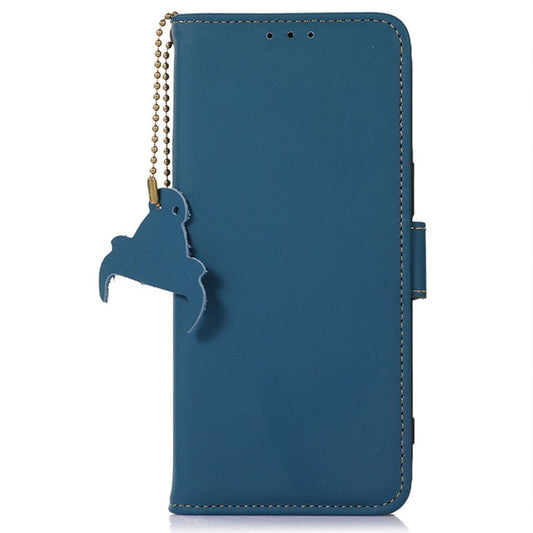 For OnePlus Ace 2 5G / 11R 5G Genuine Leather Magnetic RFID Leather Phone Case(Blue) by buy2fix