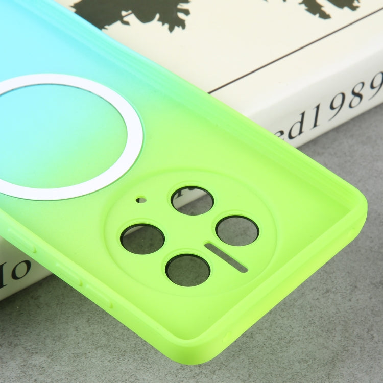 For Huawei Mate 50 Pro Liquid TPU Silicone Gradient MagSafe Phone Case(Cyan Blue) by buy2fix